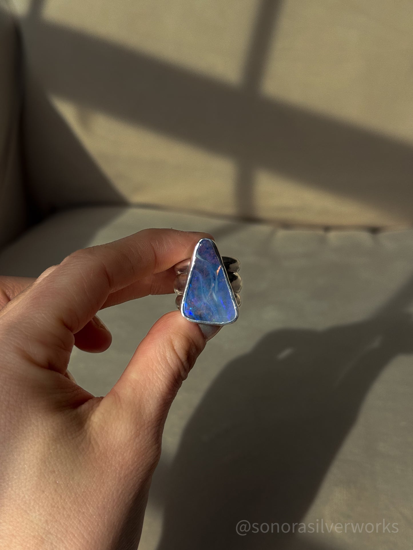Australian Opal Heavy Triple Band - size 6.75