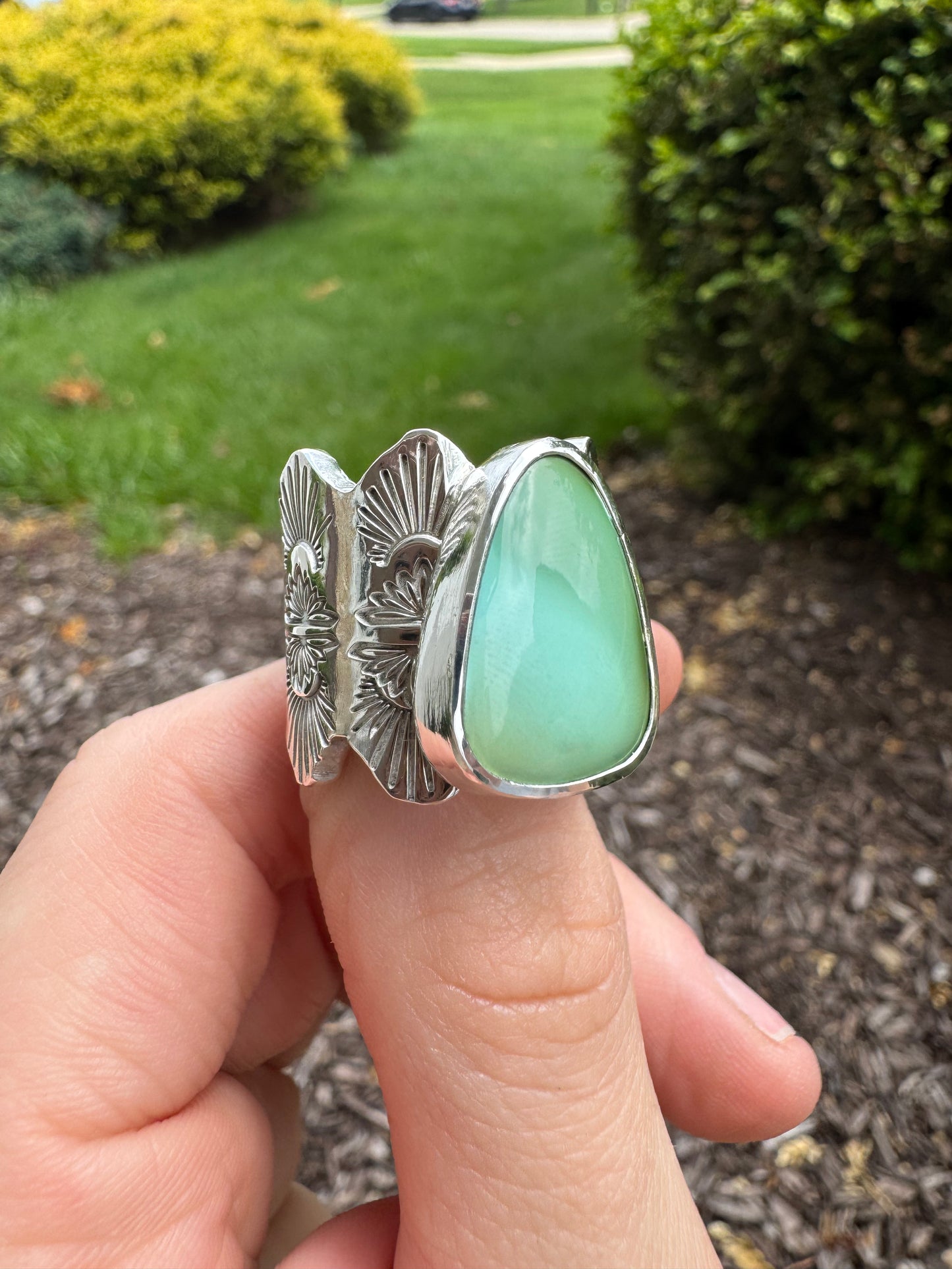 Royston Turquoise Extra Heavy Wide Band Ring - size 6