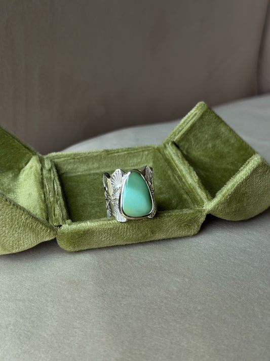 Royston Turquoise Extra Heavy Wide Band Ring - size 6