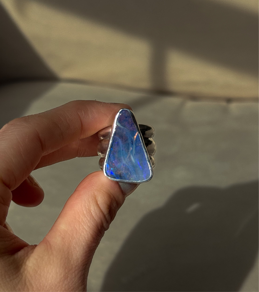 Australian Opal Heavy Triple Band - size 6.75