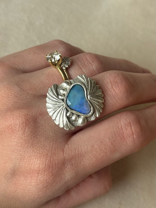 Made to Size - Australian Boulder Opal Fan Ring
