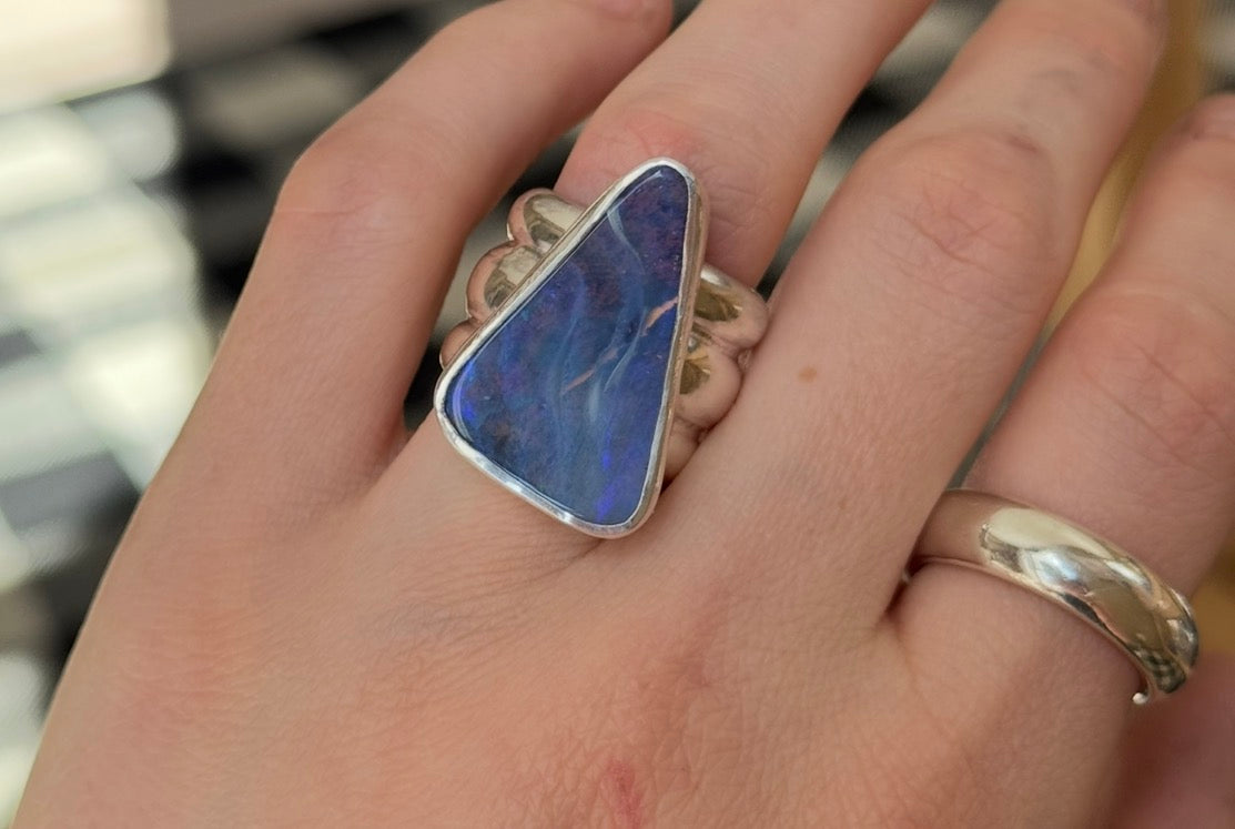 Australian Opal Heavy Triple Band - size 6.75