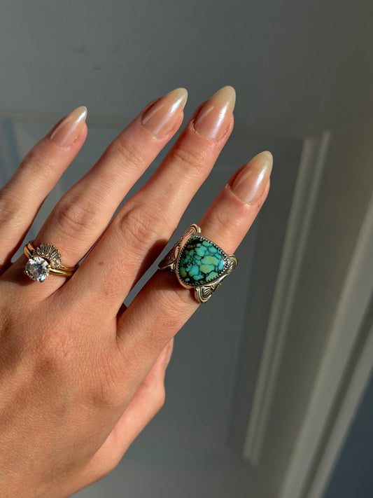 Cloud Mountain Turquoise Wide Band Ring - size 7.5