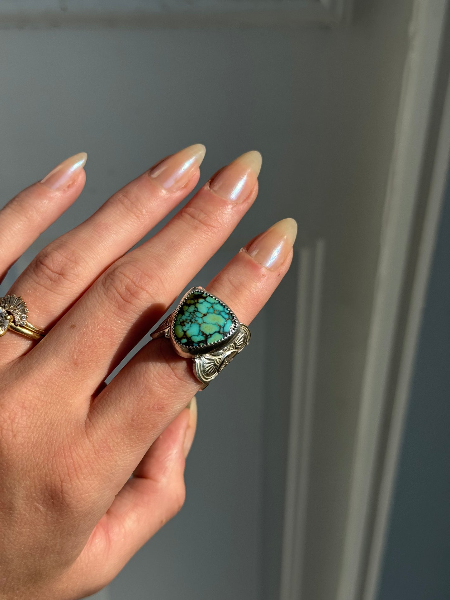 Cloud Mountain Turquoise Wide Band Ring - size 7.5