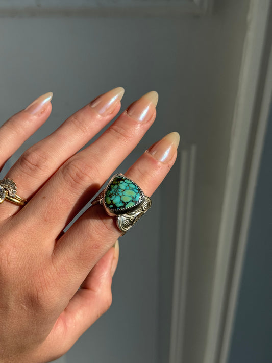 Cloud Mountain Turquoise Wide Band Ring - size 7.5