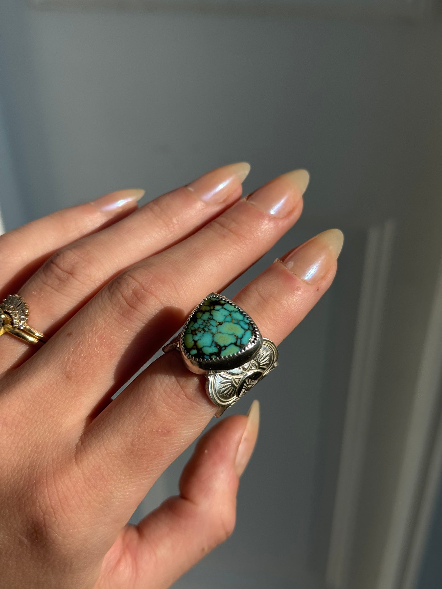 Cloud Mountain Turquoise Wide Band Ring - size 7.5