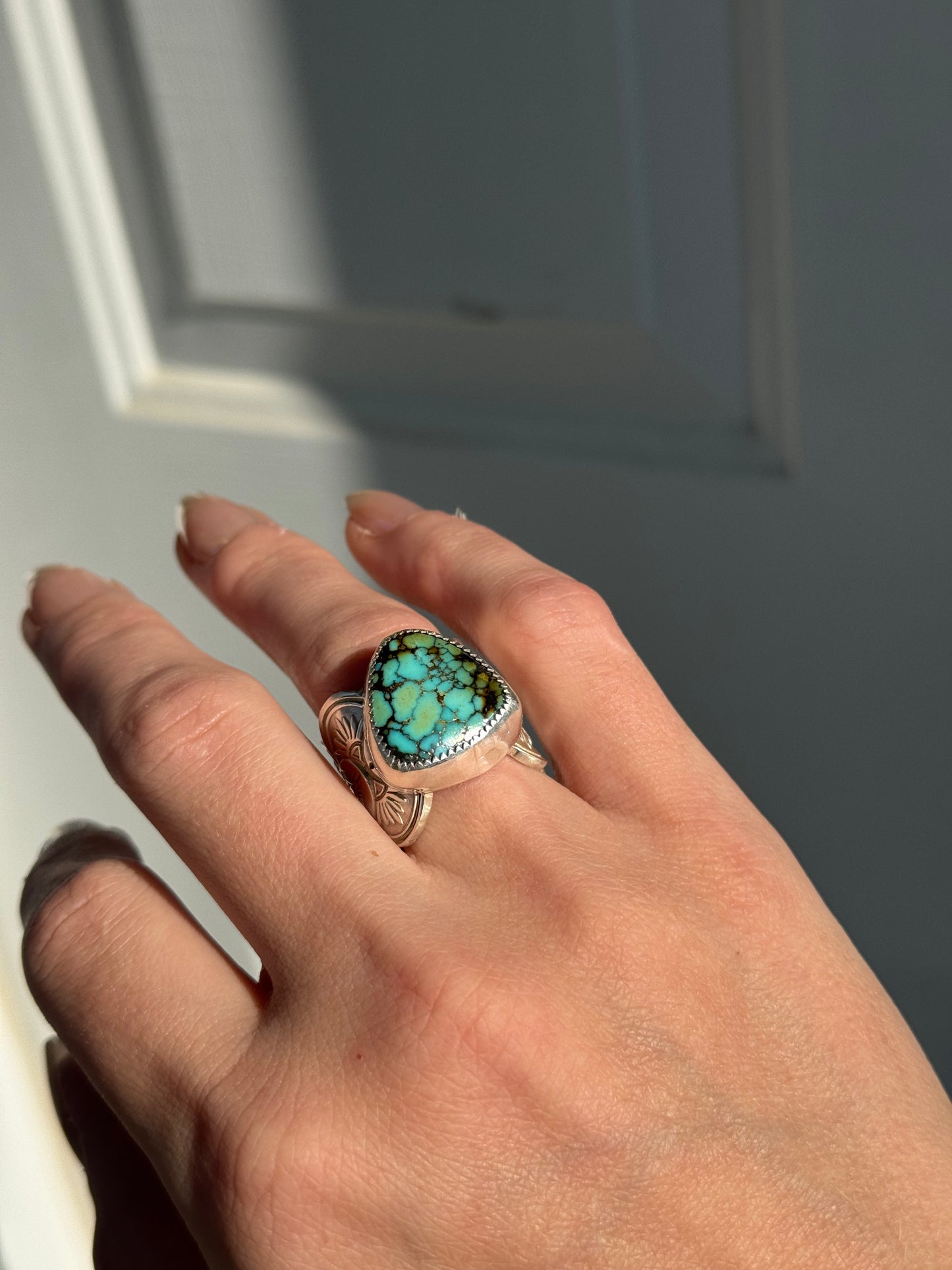 Cloud Mountain Turquoise Wide Band Ring - size 7.5
