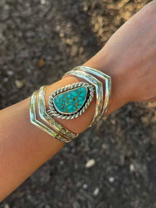 Blue Gem Contour Cuff - 6in wrist (small)