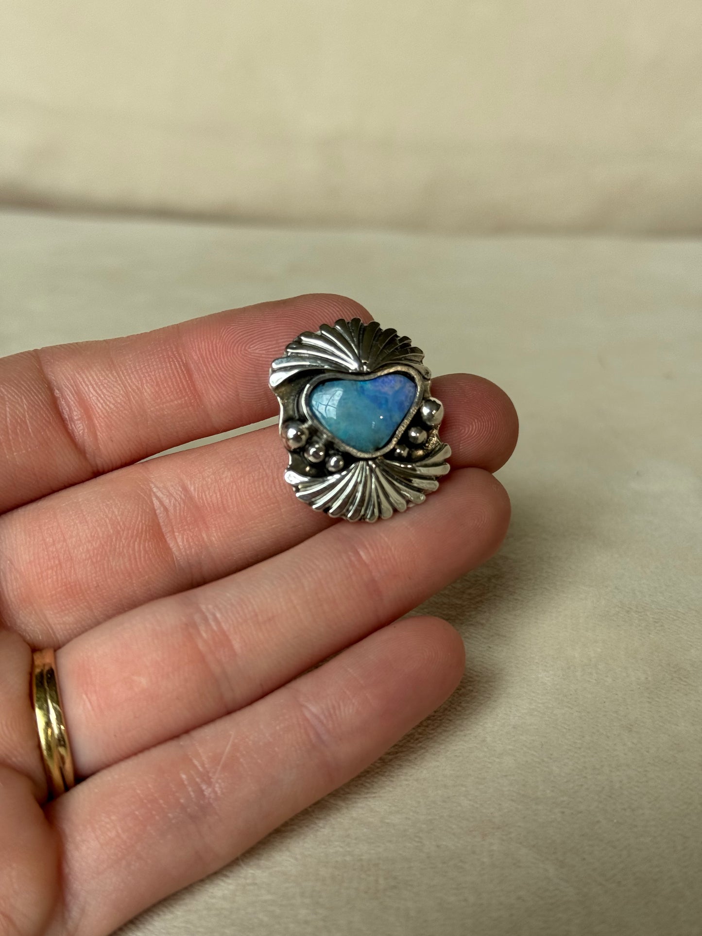 Made to Size - Australian Boulder Opal Fan Ring