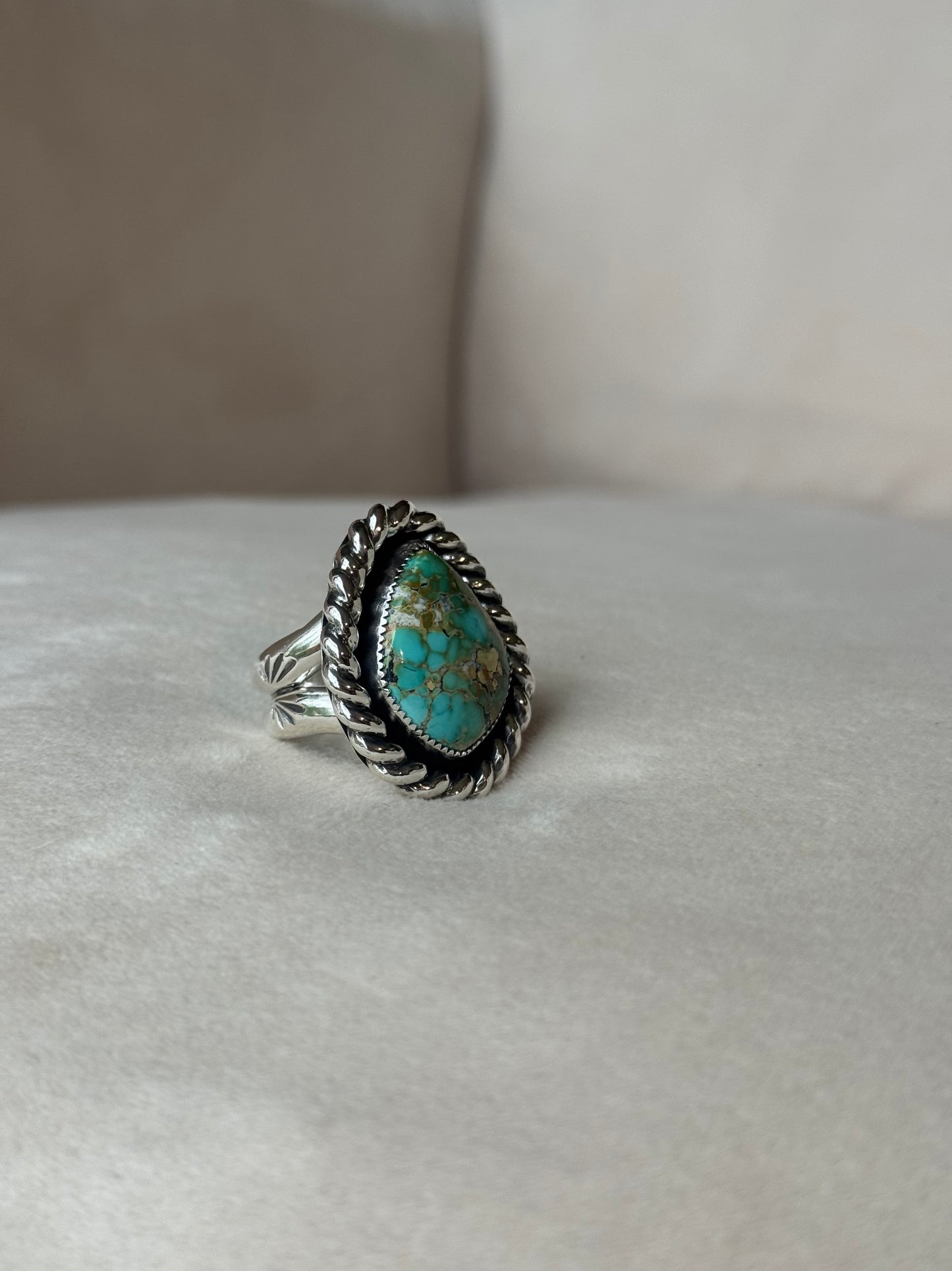 Blackjack Turquoise Heavy Twist Ring - size 7