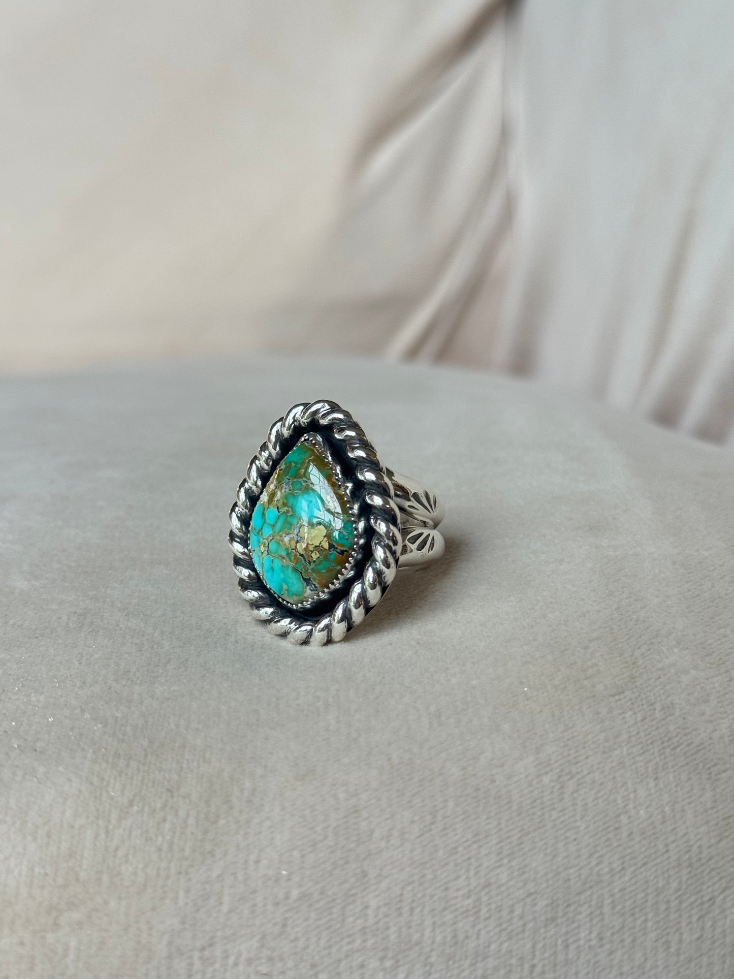 Blackjack Turquoise Heavy Twist Ring - size 7