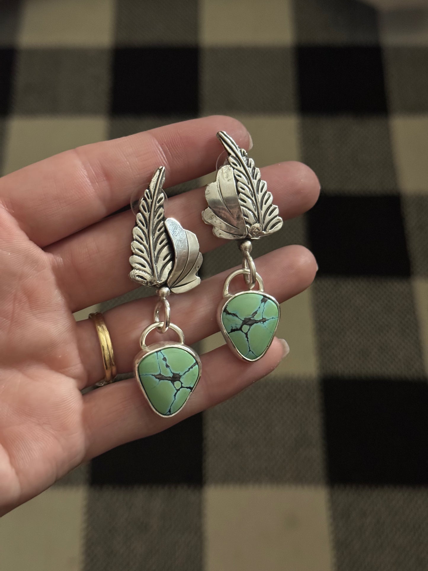 Turquoise Stud Dangle Earrings