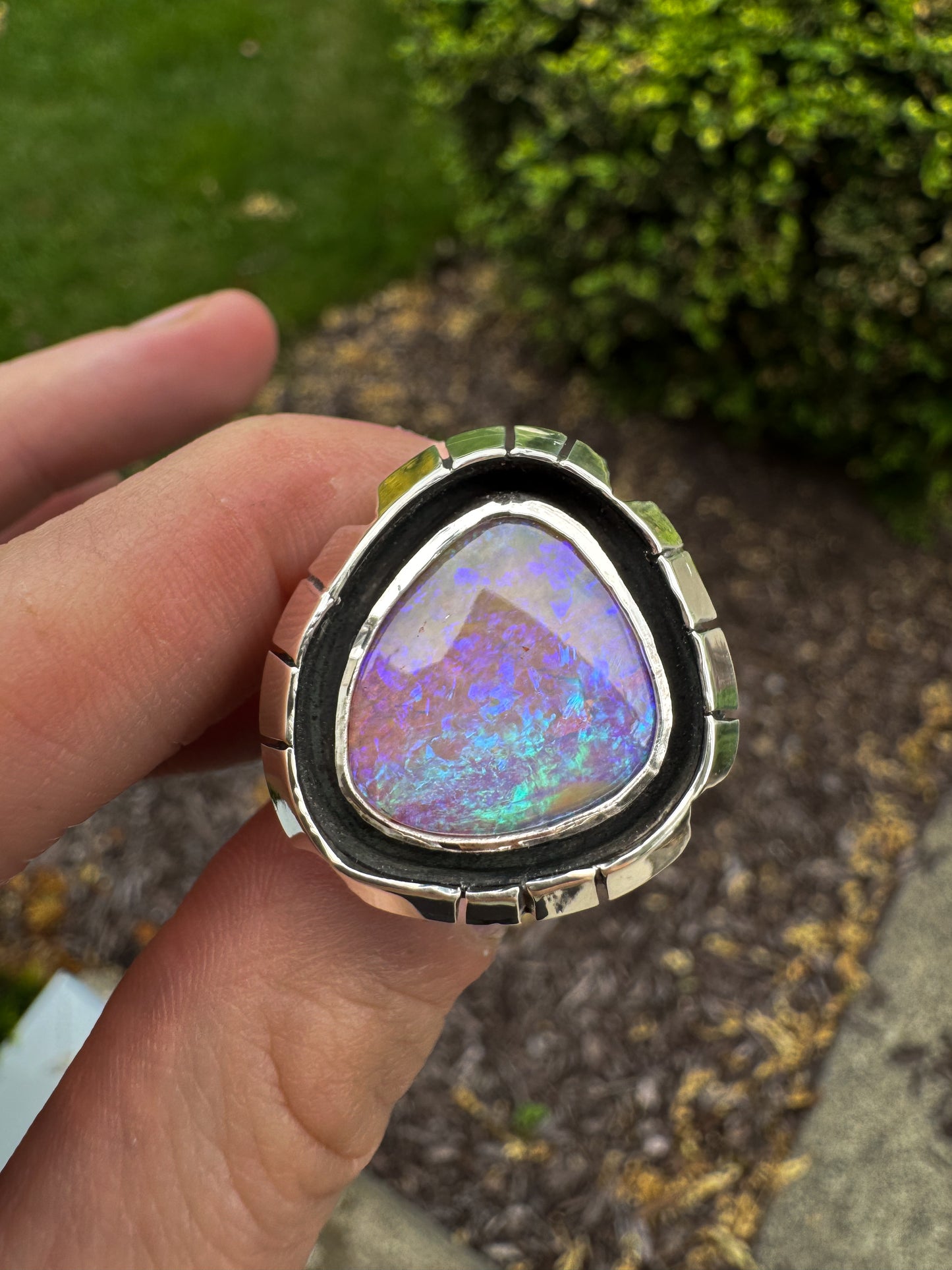 Australian Pipe Opal Shadowbox Ring - size 7.75