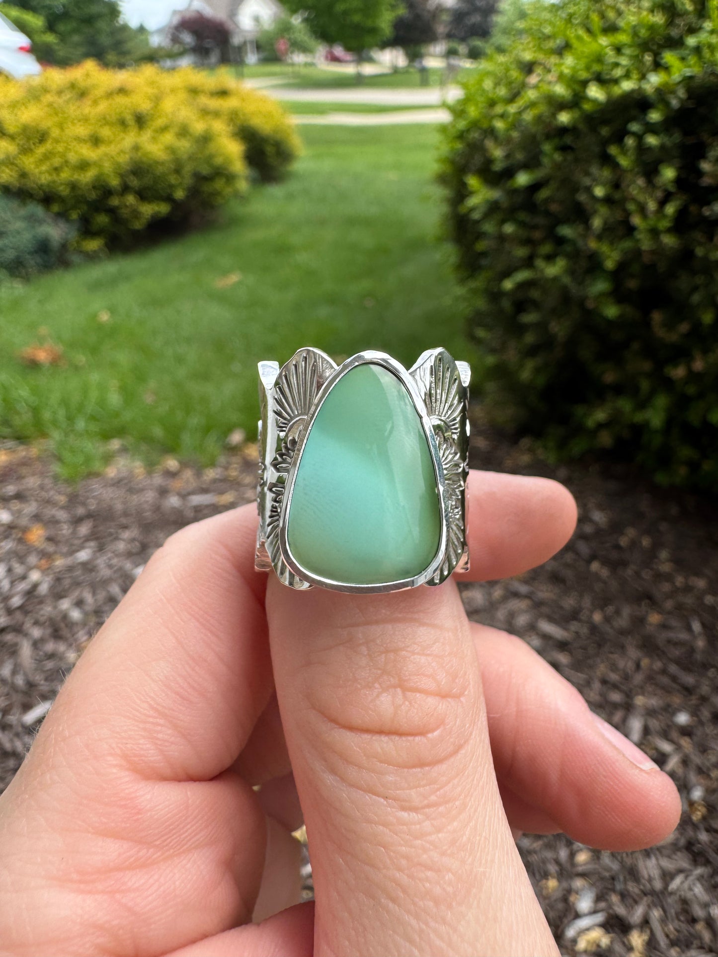 Royston Turquoise Extra Heavy Wide Band Ring - size 6
