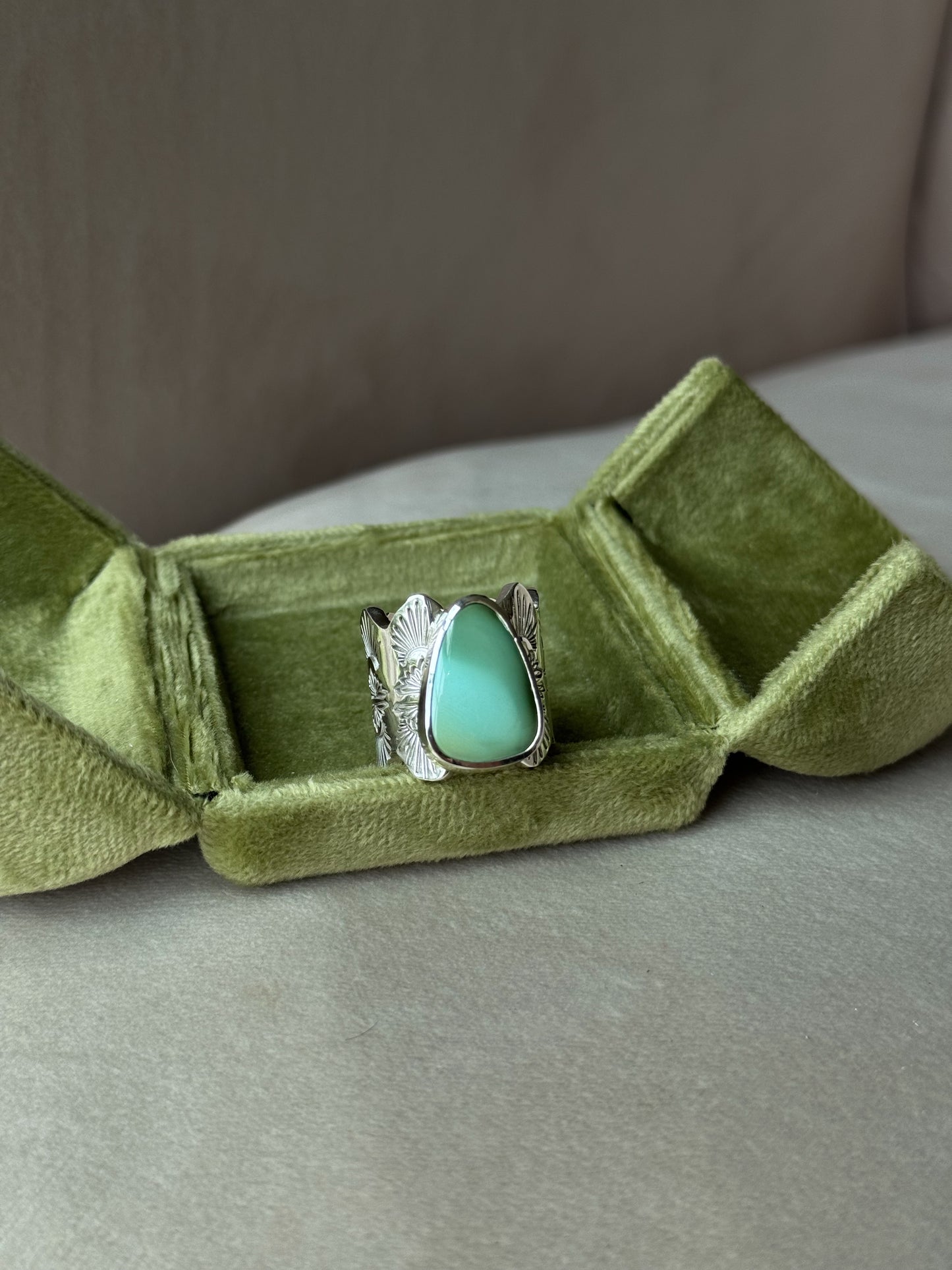 Royston Turquoise Extra Heavy Wide Band Ring - size 6