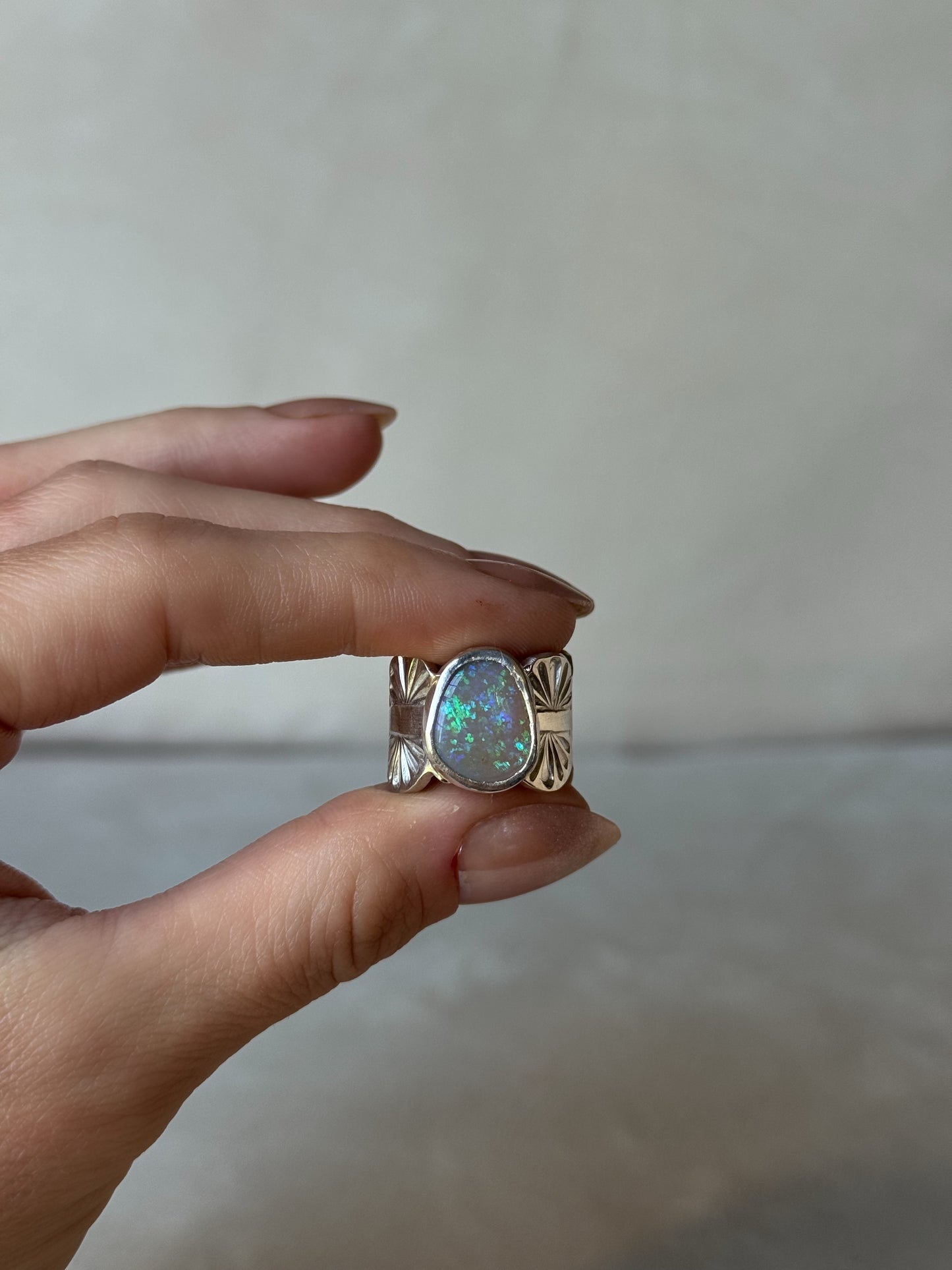 4.7 ct. Dark Opal Wide Band Ring - size 6.5
