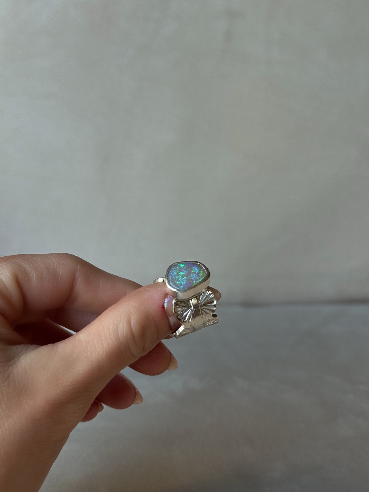 4.7 ct. Dark Opal Wide Band Ring - size 6.5