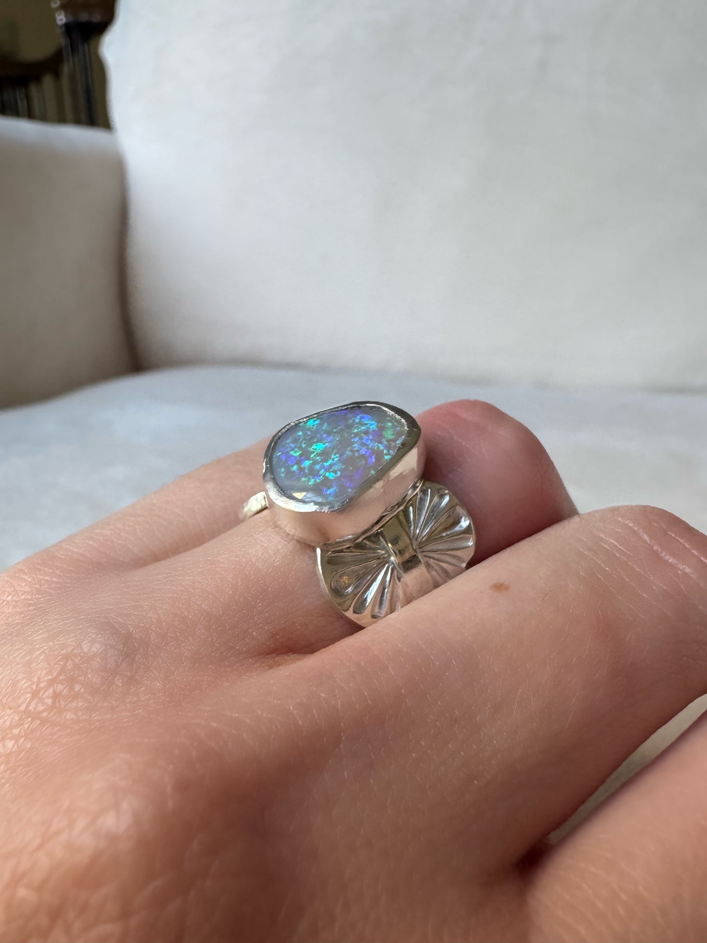 4.7 ct. Dark Opal Wide Band Ring - size 6.5