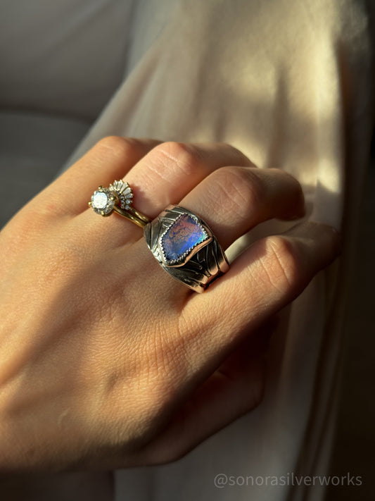 Australian Opal Wave Ring - size 11