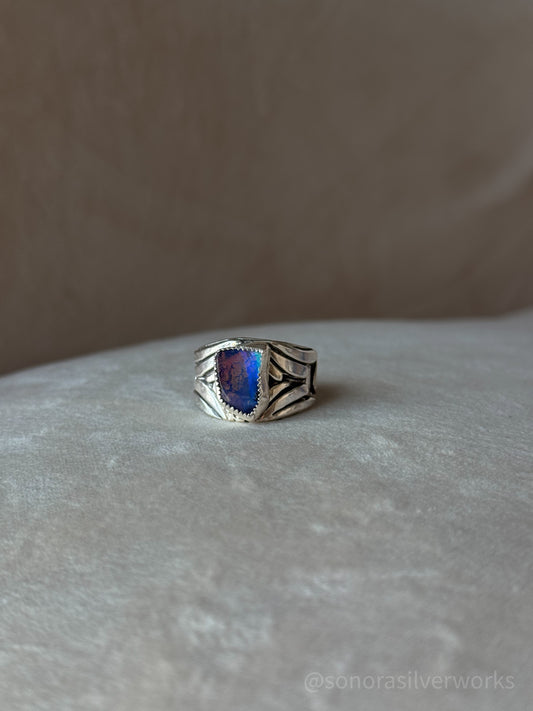 Australian Opal Wave Ring - size 11