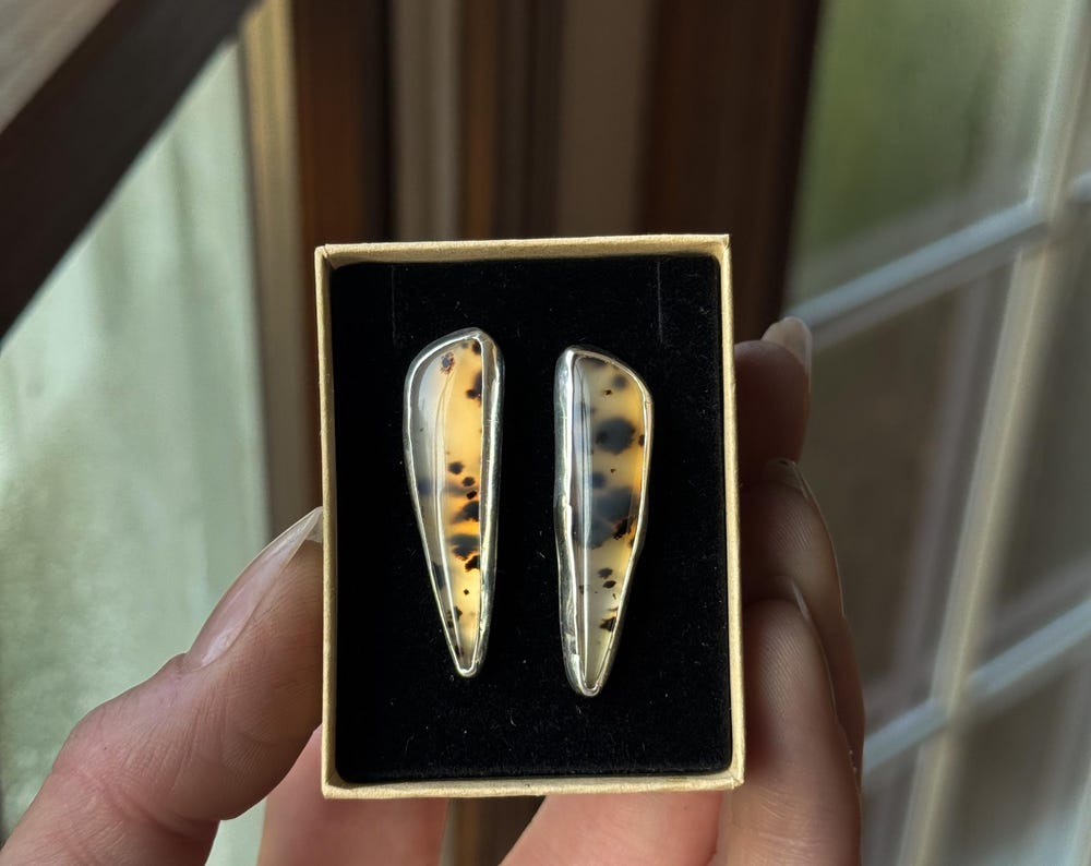 Minimalist Montana Agate Stud Earrings