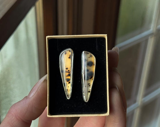 Minimalist Montana Agate Stud Earrings