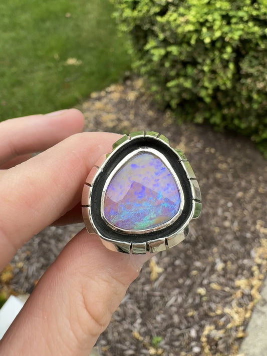 Australian Pipe Opal Shadowbox Ring - size 7.75